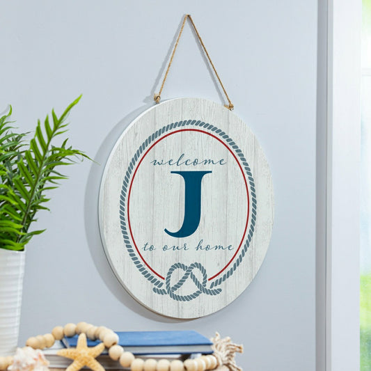 Coastal Door Décor Monogram White 18" J | Plow & Hearth