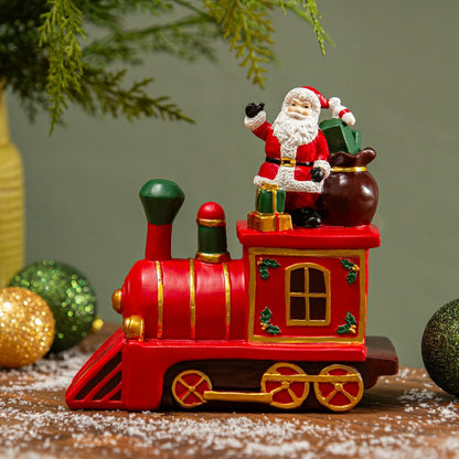 Heartfelt Cheer Table Décor Santa on Train Resin, 7.5"H | Plow & Hearth