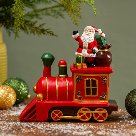 Heartfelt Cheer Table Décor Santa on Train Resin, 7.5"H | Plow & Hearth