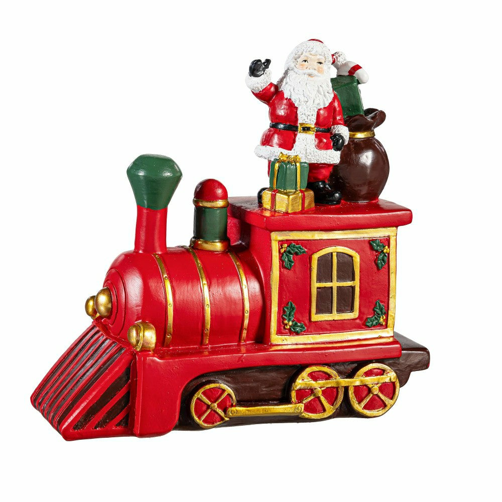 Heartfelt Cheer Table Décor Santa on Train Resin, 7.5"H | Plow & Hearth