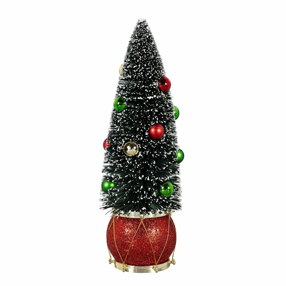 Joyful Traditions Table Décor Tree in Drum Bottle Brush Set | Plow & Hearth