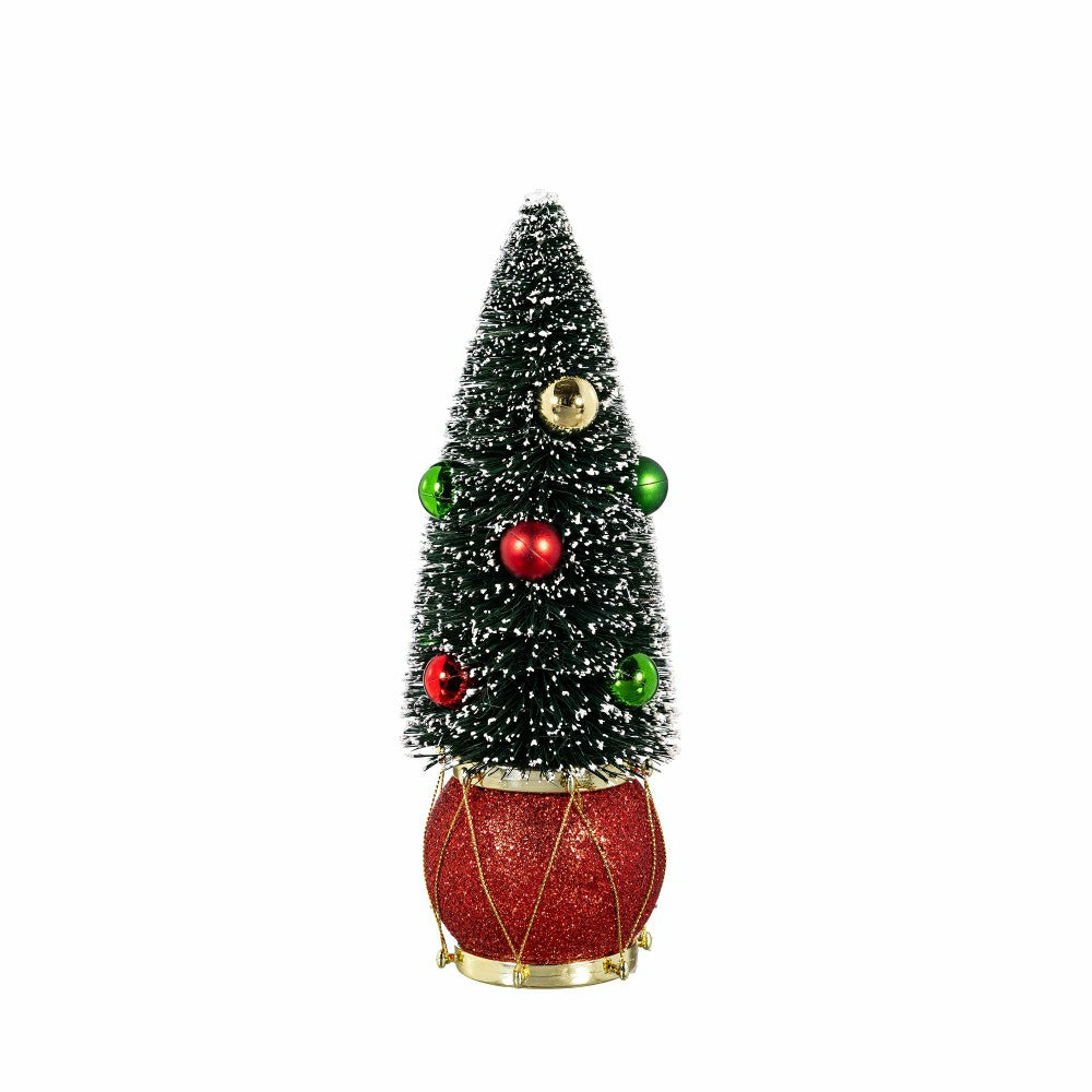 Joyful Traditions Table Décor Tree in Drum Bottle Brush Set | Plow & Hearth