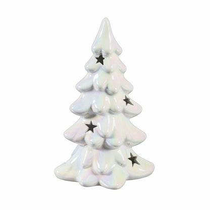 Season to Sparkle LED Table Décor Ceramic Iridescent Tree with Star Cu | Plow & Hearth
