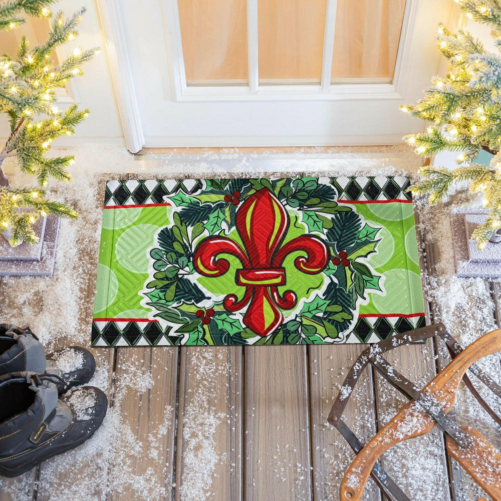 Holiday Fleur De Lis Embossed Mat | Plow & Hearth