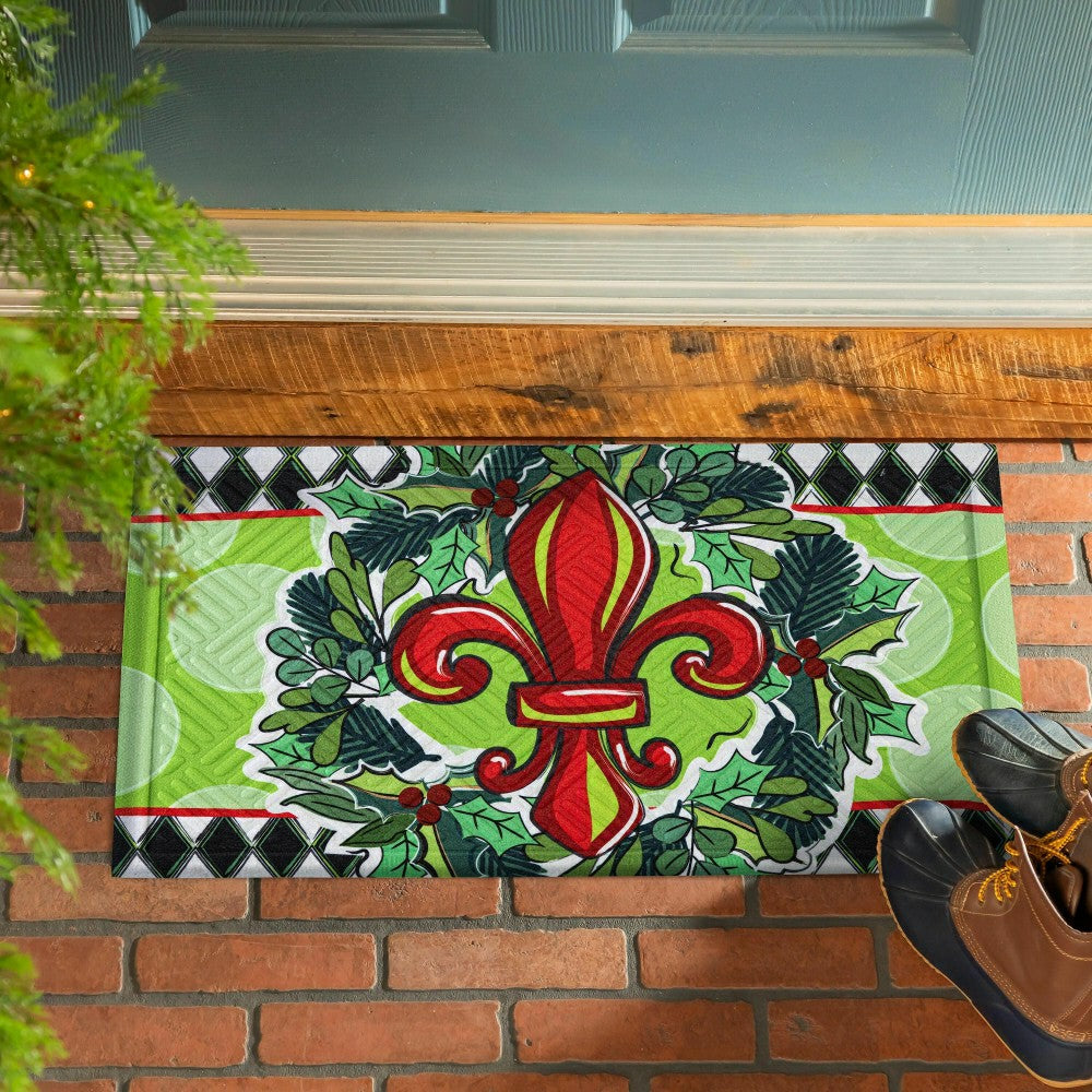 Holiday Fleur De Lis Embossed Mat | Plow & Hearth
