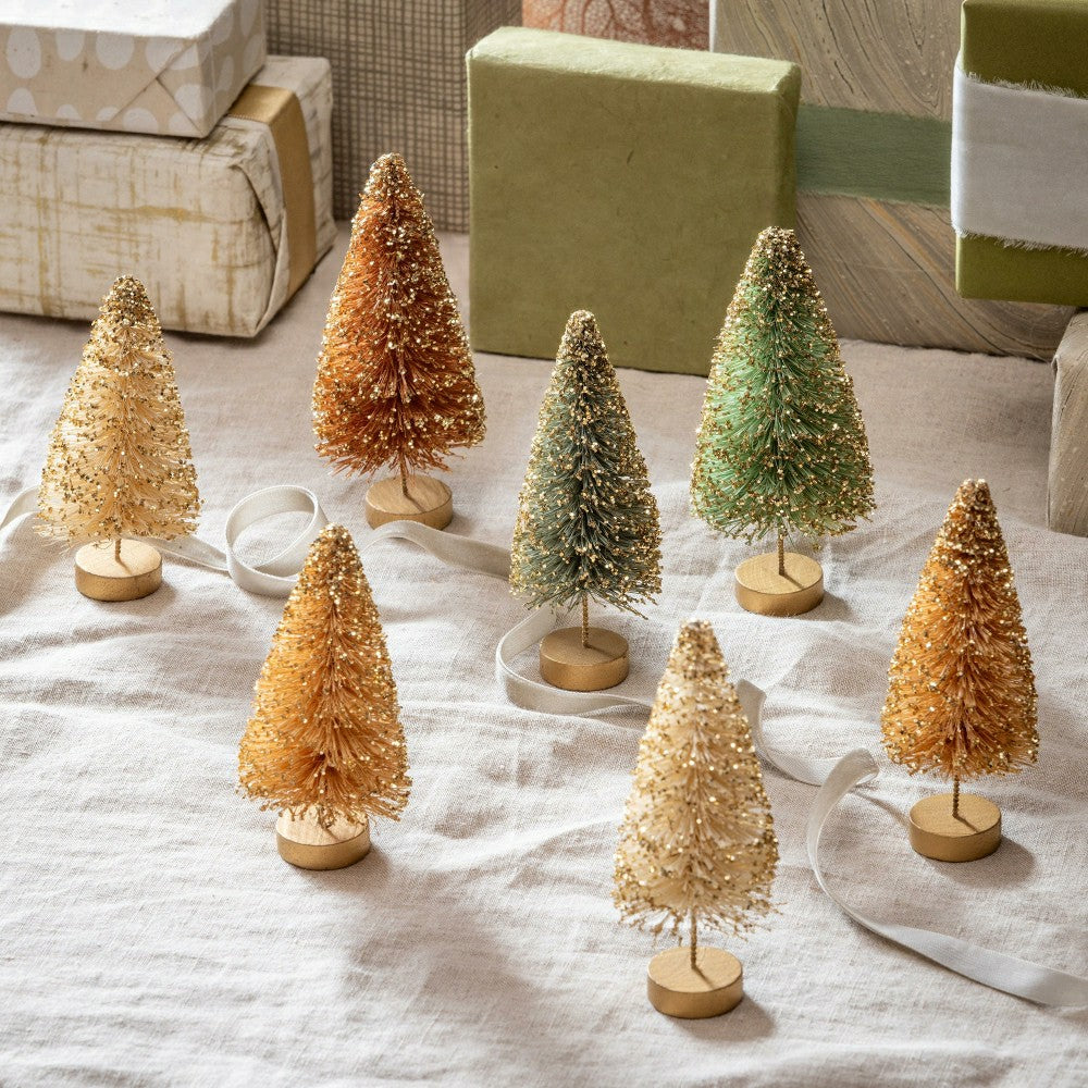 Shades of Green Table Décor Bottle Brush Tree Set | Plow & Hearth