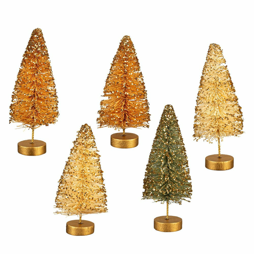 Shades of Green Table Décor Bottle Brush Tree Set | Plow & Hearth