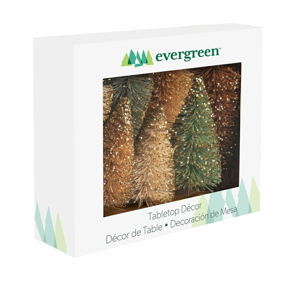 Shades of Green Table Décor Bottle Brush Tree Set | Plow & Hearth