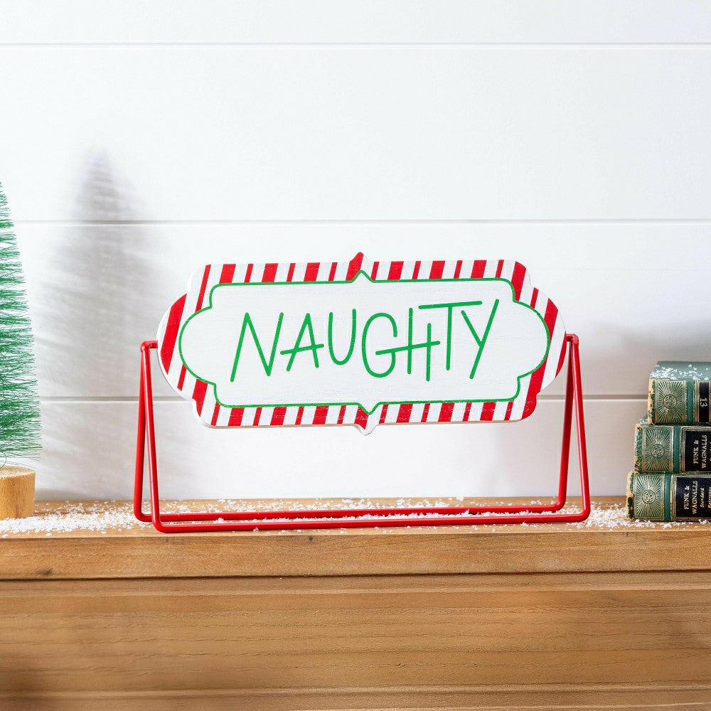 Baking Spirits Bright Table Décor Naughty or Nice Reversible Wood and  | Plow & Hearth
