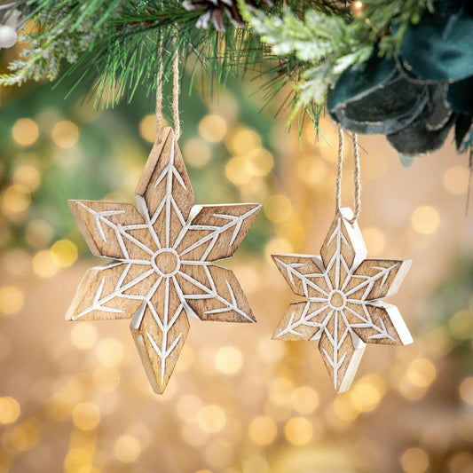 VivaStyle Ornament, Wood Ornament, Snowflake, Set of 2 | Plow & Hearth