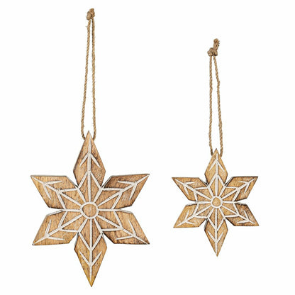 VivaStyle Ornament, Wood Ornament, Snowflake, Set of 2 | Plow & Hearth