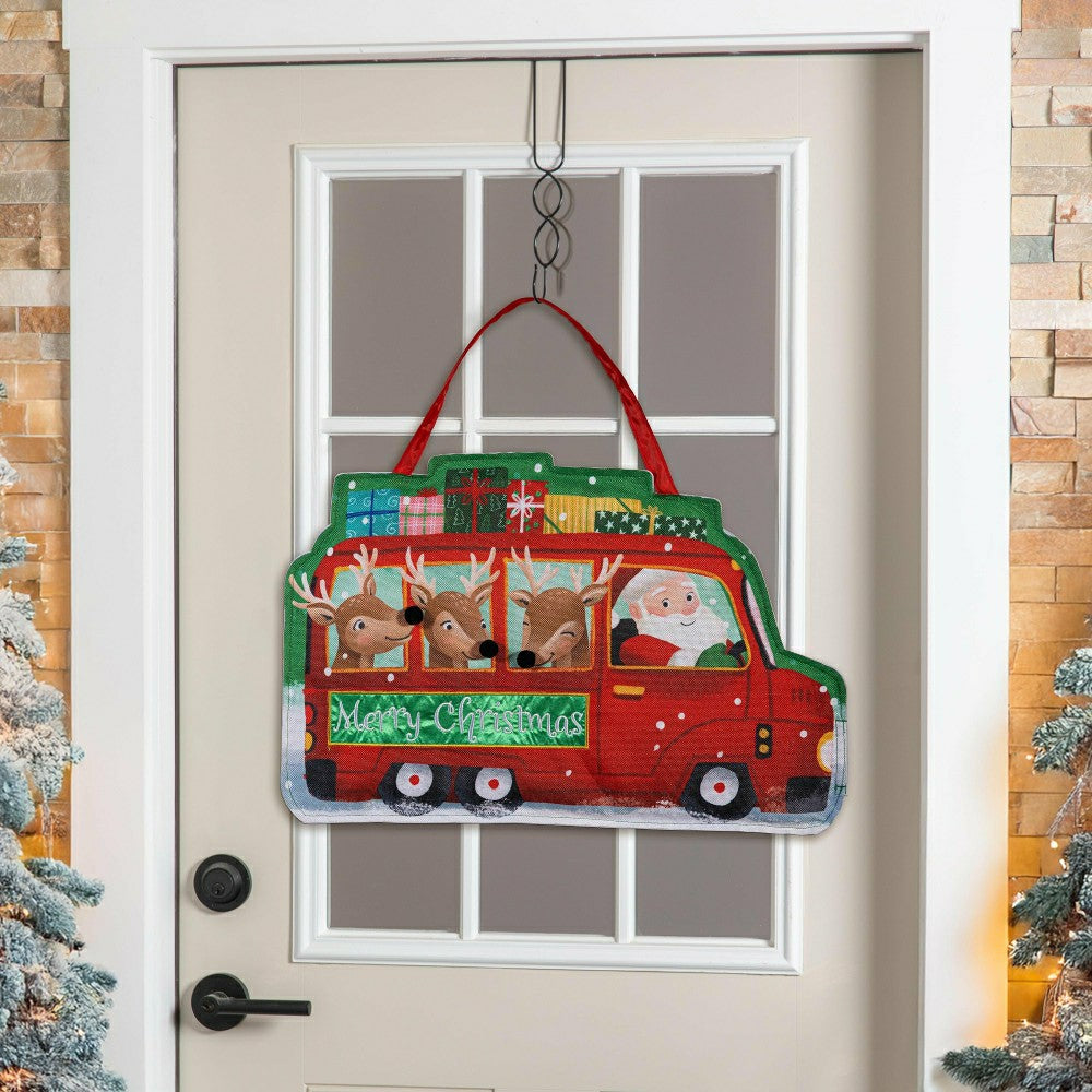 Christmas Bus Shaped Door Décor | Plow & Hearth