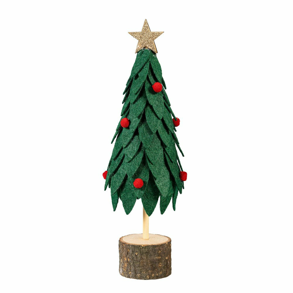 Woodland Storybook Table Décor Fabric and Wood Christmas Tree, 8.75"H | Plow & Hearth