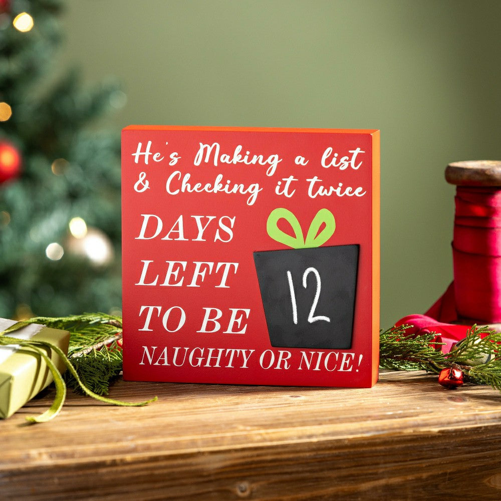 Joyful Traditions Table Décor Naughty or Nice Christmas Countdown Wood | Plow & Hearth