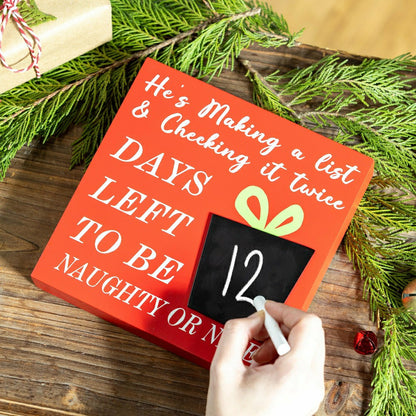 Joyful Traditions Table Décor Naughty or Nice Christmas Countdown Wood | Plow & Hearth