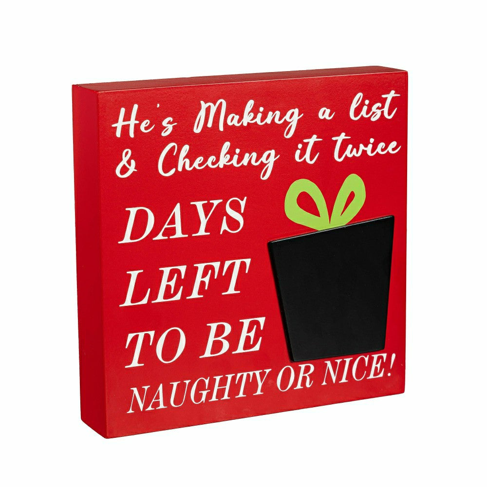 Joyful Traditions Table Décor Naughty or Nice Christmas Countdown Wood | Plow & Hearth