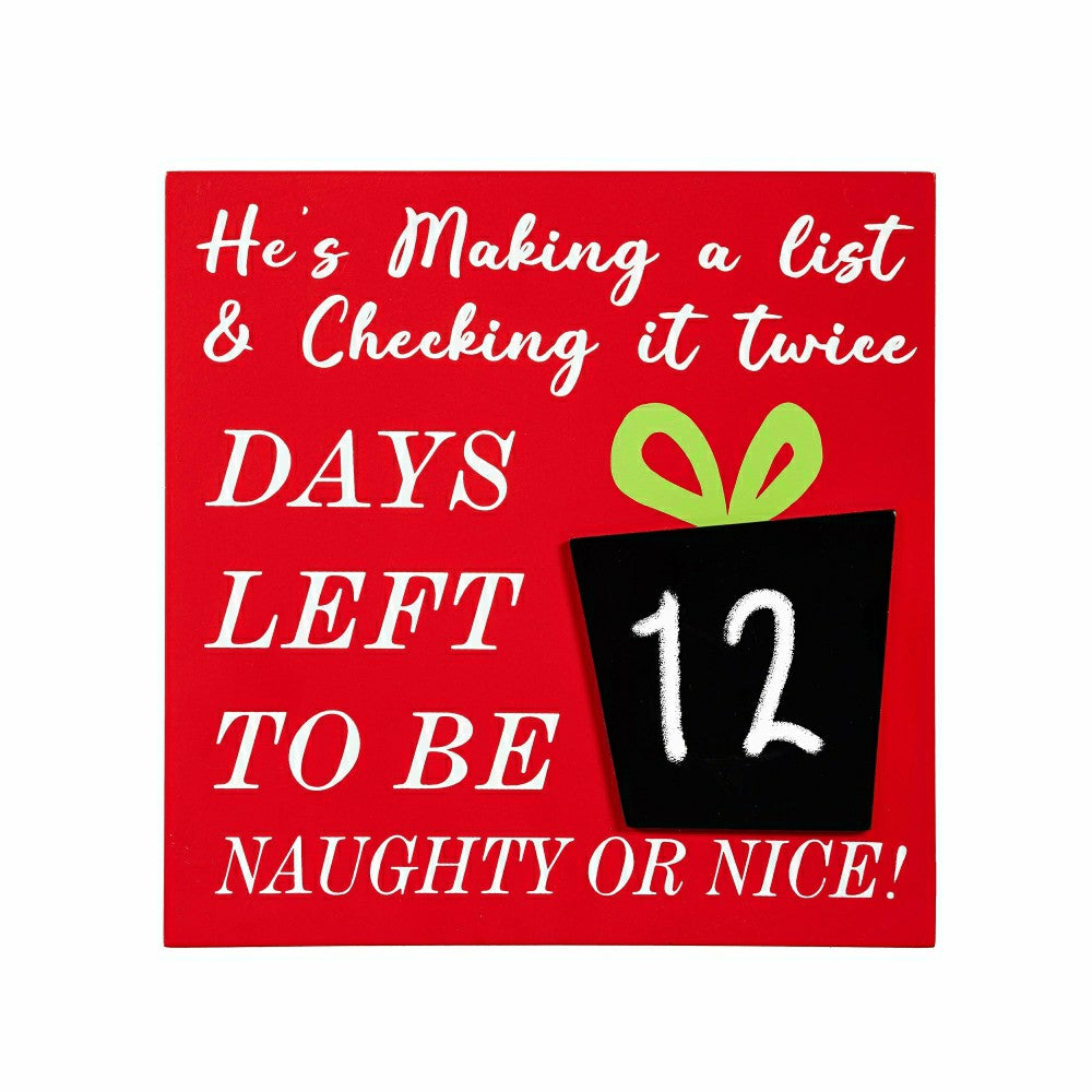 Joyful Traditions Table Décor Naughty or Nice Christmas Countdown Wood | Plow & Hearth