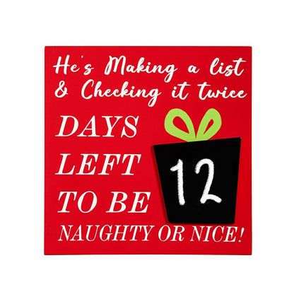 Joyful Traditions Table Décor Naughty or Nice Christmas Countdown Wood | Plow & Hearth